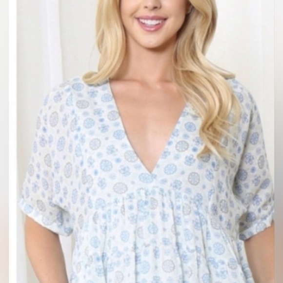 HERSY MEDALLION PRINT BABYDOLL DRESS M NWOT - Picture 2 of 13